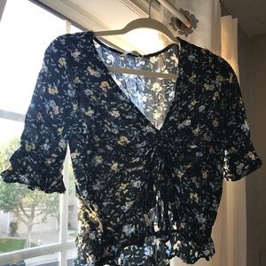 American Outfitters floral drawstring top